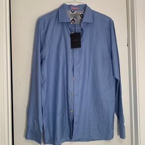 Ted Baker London Long Sleeve Micro Dobby Shirt Daisy Blue Dotted Button Down NWT